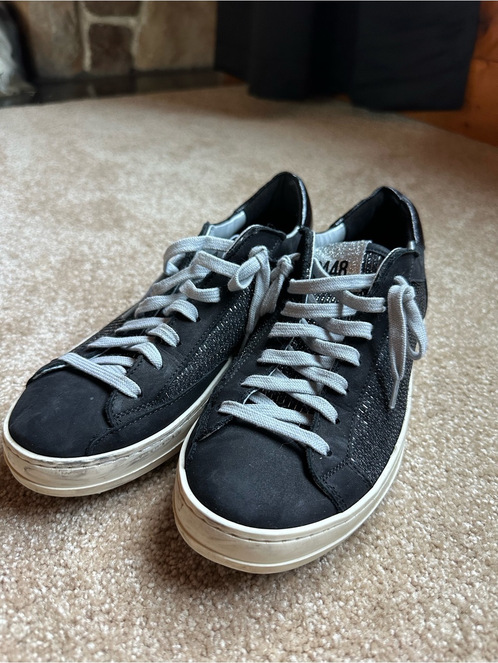 P448 Black Sneakers with Gray Laces
